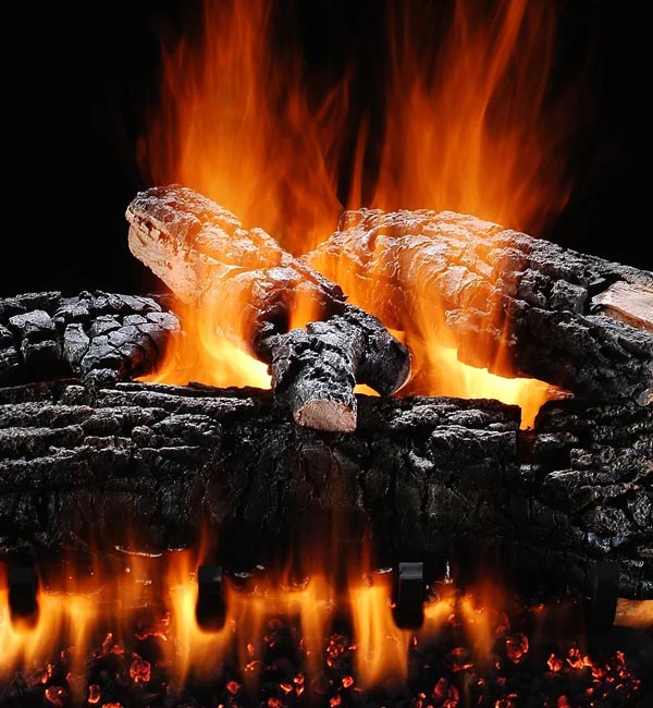 Blazing pecan gas logs